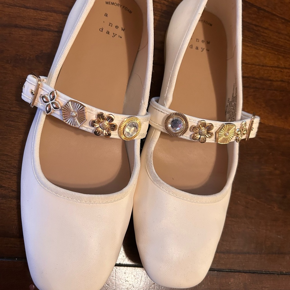 A New Day Cream Mules with Gold Embellishments